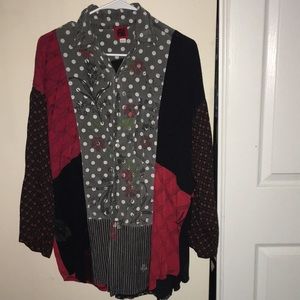 Red and black button down